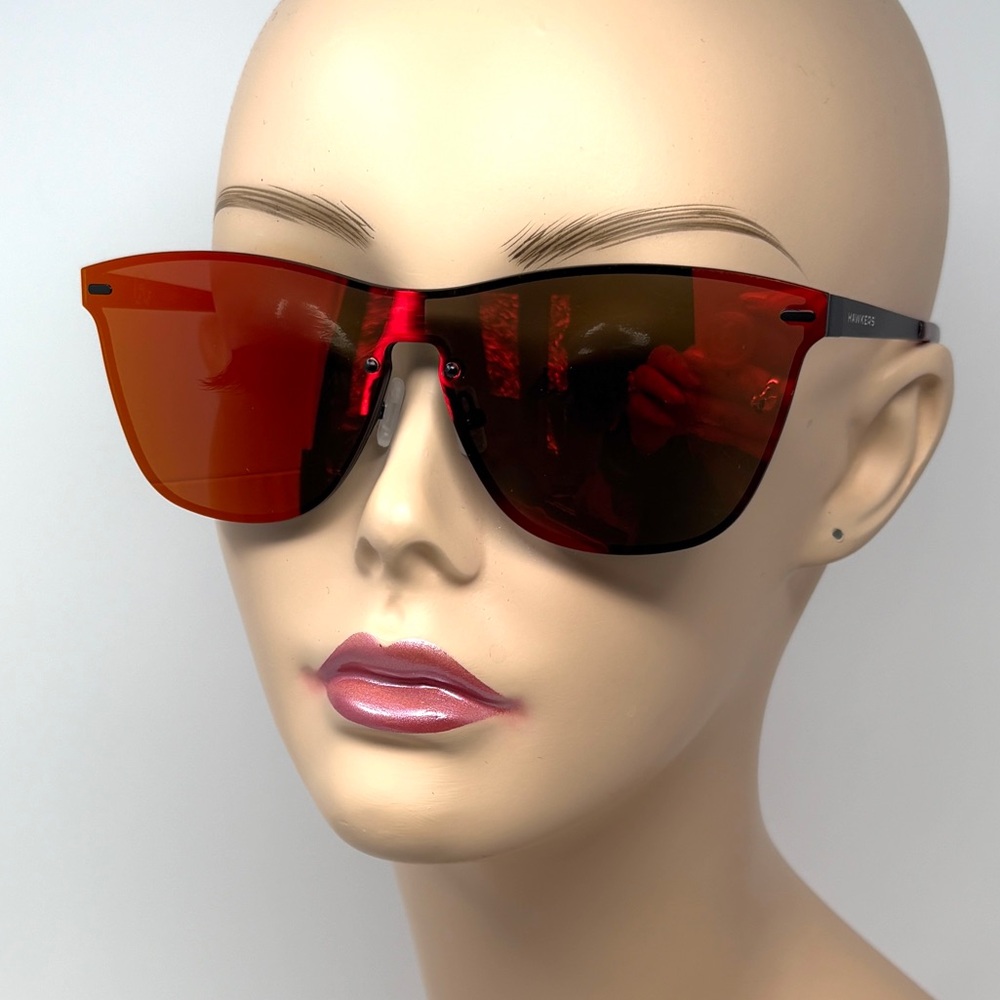 Steve Aoki Hawkers Collab Mirror Iridescent Sunglasses Rave Tech Red Shades
